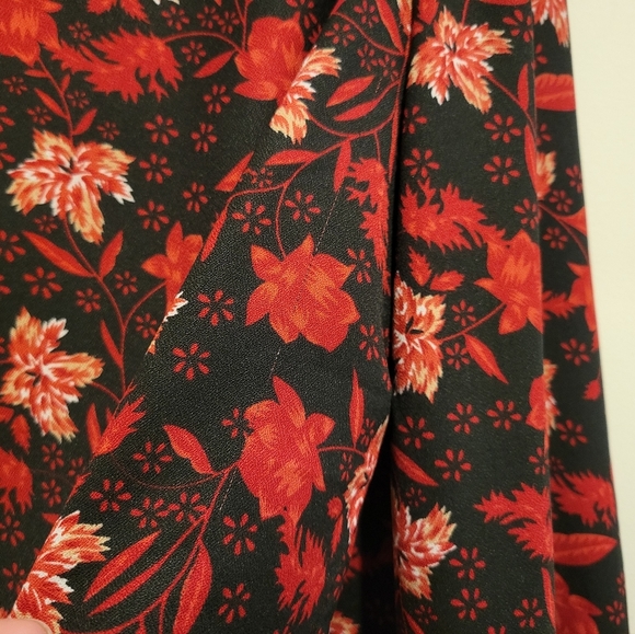 Walter Baker Darla Floral Notch Lapel Bodysuit Red Long Sleeve Top Blouse s - Picture 7 of 11